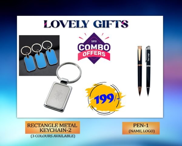 Rectangle Keychain + Pen Combo